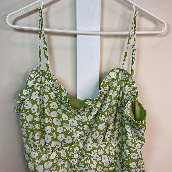 Lulu's Timeless Green Floral Print A- Line Midi Dress NWOT - Picture 7 of 13